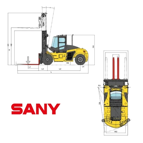 Plano técnico de dimensiones de la SANY SCP160G5 SANY SCP250G5.