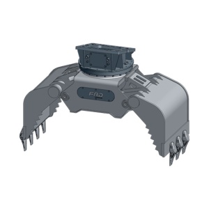 Pinza de Manipulación FURUKAWA FMP40-PL sujetando losas; gama completa FMP60-PL, FMP50-PL, FMP40-PL, FMP35-PL, FMP30-PL, FMP20-PL, FMP15-PL, FMP10-PL y FMP05-PL.