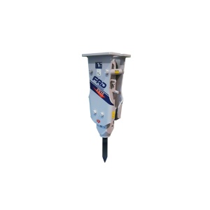 Furukawa FX15, martillo hidráulico para miniexcavadora 0,5–1,5 t con puntero 36 mm, caudal 10–28 l/min y presión 10–14 MPa.