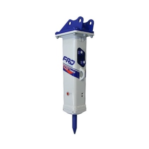 Furukawa FX25, martillo hidráulico para miniexcavadora 1–2,5 t con puntero 45 mm, caudal 18–35 l/min y presión 10–14 MPa.