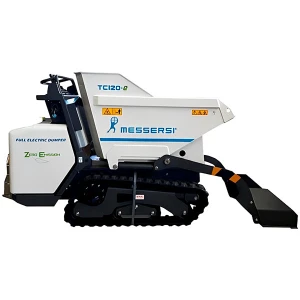 Minidumper hidrostática Messersi TC120 Electric con cajón basculante elevable y cero emisiones.