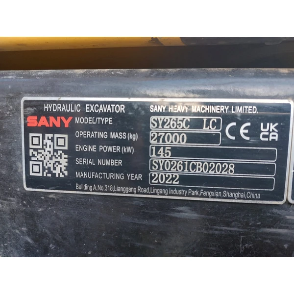 SANY SY265C LC PRODUCTOS VENDIDOS.