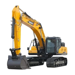 Excavadora SANY SY365H con brazo monoblock y cucharón plano reforzado.