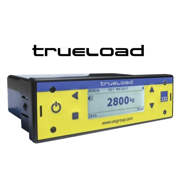 VEI TrueLoad con AxleWatch midiendo peso por ejes en camión de obra.